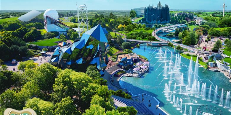 Luftbild familien Attraction Park Futuroscope in der Nähe von Laguna Lodge Résidence an der Atlantikküste in Frankreich