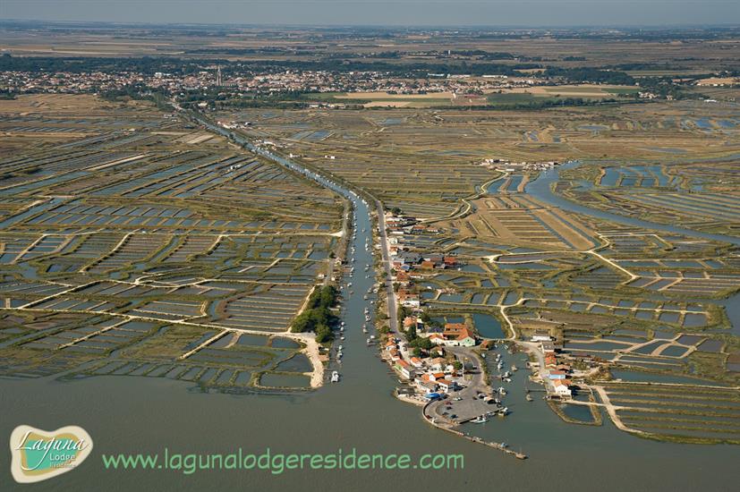 Luftbild Cité de l'Huître in Marennes in der Nähe von Laguna Lodge Résidence am Atlantikküste Frankreich